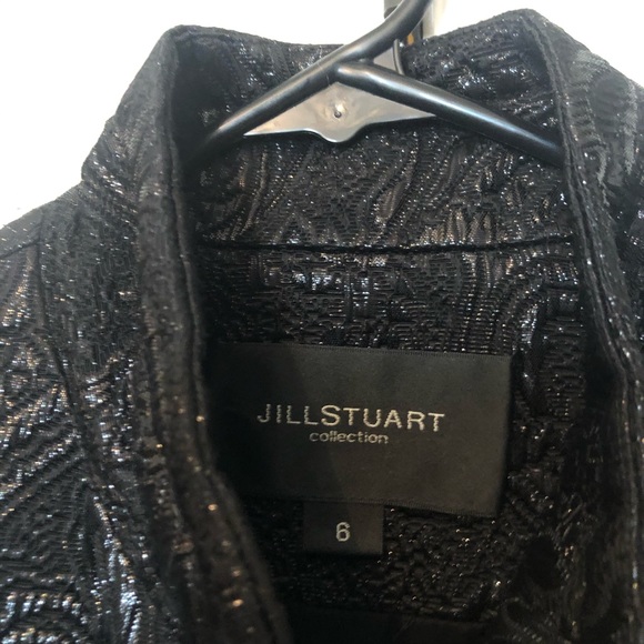 Jill Stuart Black Brocade Floral Coat Size 6 - Picture 2 of 7